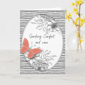 Vlinder en Botanicals Condoleance  Kaart (Gele Bloem)