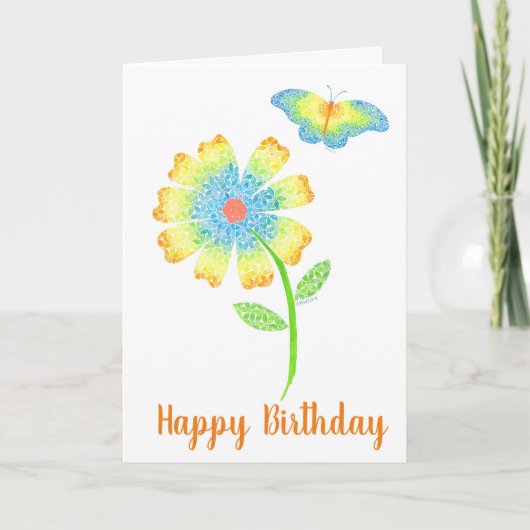 Vlinder en Daisy Wenskaart Bedankkaart (Voorkant)