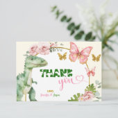 Vlinder en Dinosaurussen Gezamenlijke Verwant Bedankkaart (Staand voorkant)