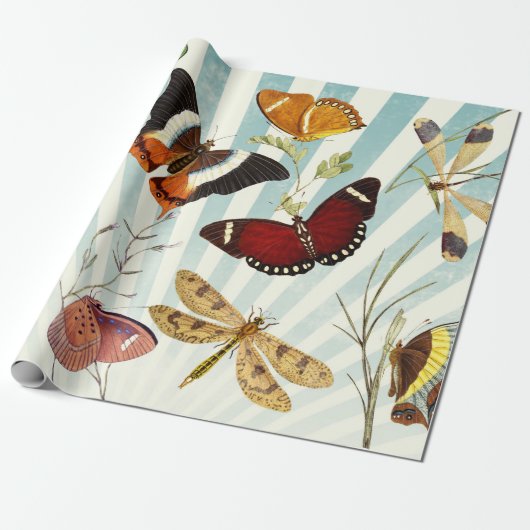 vlinder en dragonfly cadeaupapier (Uitgerold)