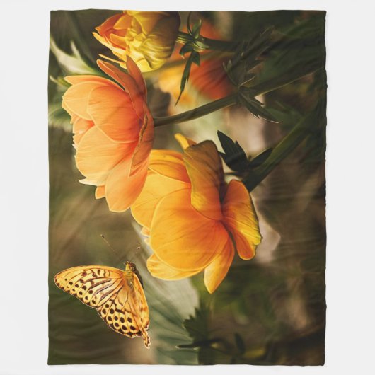 VLINDER en EEN BLOEM Fleece Deken (Voorkant)
