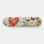 Vlinder en een rood hart persoonlijk skateboard (Horizontaal)