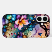 Vlinder en fantasie bloemen Case-Mate iPhone case (Achterkant (horizontaal))
