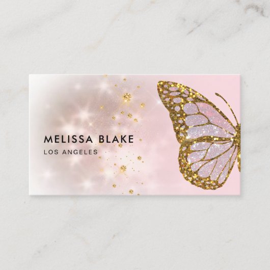 vlinder en faux chunky glitter visitekaartje (Voorkant)