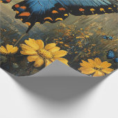 vlinder en gele bloemen ontkoppeling cadeaupapier (Hoek)