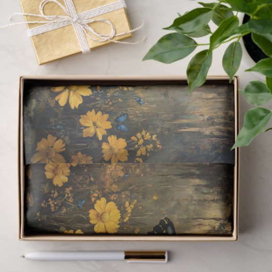  vlinder en gele bloemen ontkoppeling tissuepapier (Geschenk)