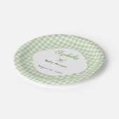 Vlinder en groene geruite baby shower bord (Gekanteld)