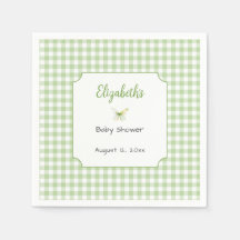 Vlinder en groene geruite baby shower bord