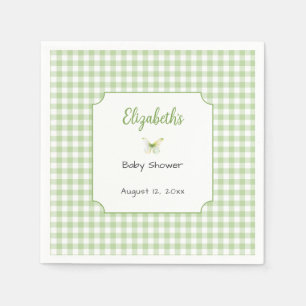 Vlinder en groene geruite baby shower bord servet