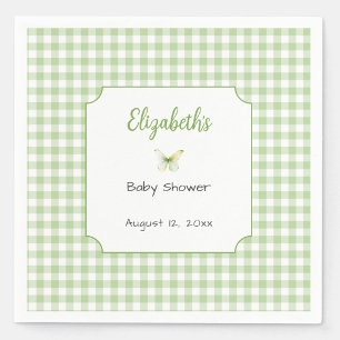 Vlinder en groene geruite baby shower bord servet