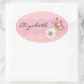 Vlinder en kersenbloesem ovale sticker (Tas)