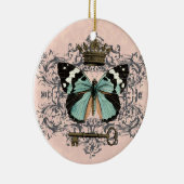 vlinder en kroonversiering keramisch ornament (Rechts)
