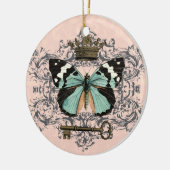 vlinder en kroonversiering keramisch ornament (Links)