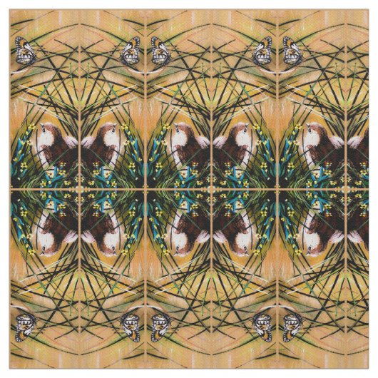 Vlinder en kwartel stof (Swatch)