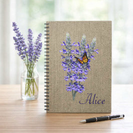 Vlinder en lavendelbloem spiraal notebook notitieboek