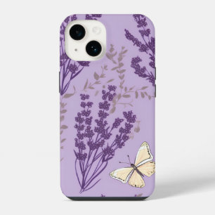 Vlinder en lavendelbloemen iPhone 14 hoesje