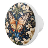 Vlinder en lelies botanisch keramische knop (Rechts)