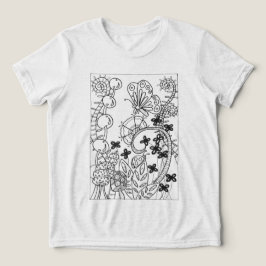 Vlinder en lieveheersbeestje met bloemen Tri-Blend shirt