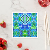 Vlinder en medaillon patroon in blauw servet (Insitu)