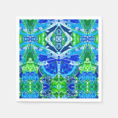 Vlinder en medaillon patroon in blauw servet (Voorkant)