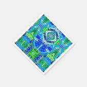 Vlinder en medaillon patroon in blauw servet (Hoek)
