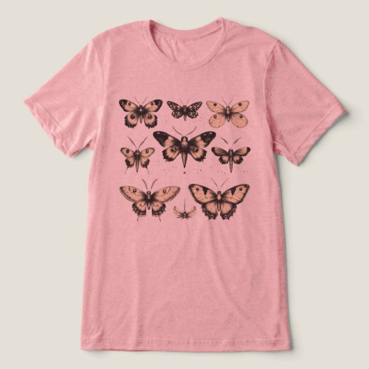 vlinder en mot Vrouwen & Mannen Tri-Blend Shirt (Design voorkant)