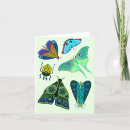 Vlinder en Moth BLANK Wenskaart Bedankkaart