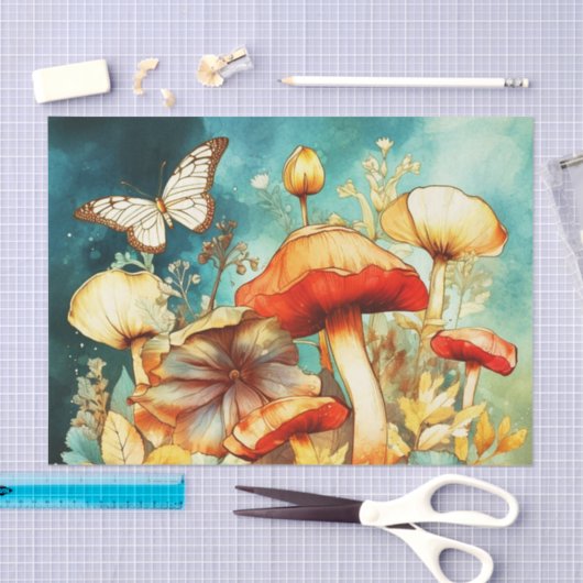 Vlinder en Paddestoel Decoupage Tissuepapier (Craft)