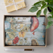  Vlinder en Paddestoel Whimsical Retro Tissuepapier (Geschenk)