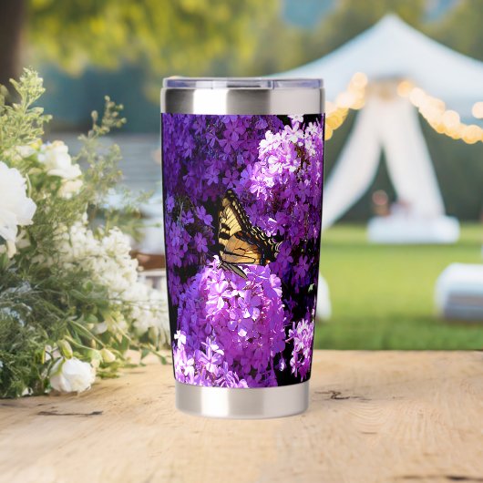 Vlinder en Phlox Geïsoleerde Drinkbeker (Bruiloft (Gedraaid) )