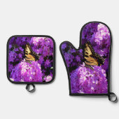 Vlinder en Phlox Ovenwant & Pannenlap Set (Voorkant)