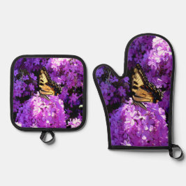 Vlinder en Phlox Ovenwant & Pannenlap Set