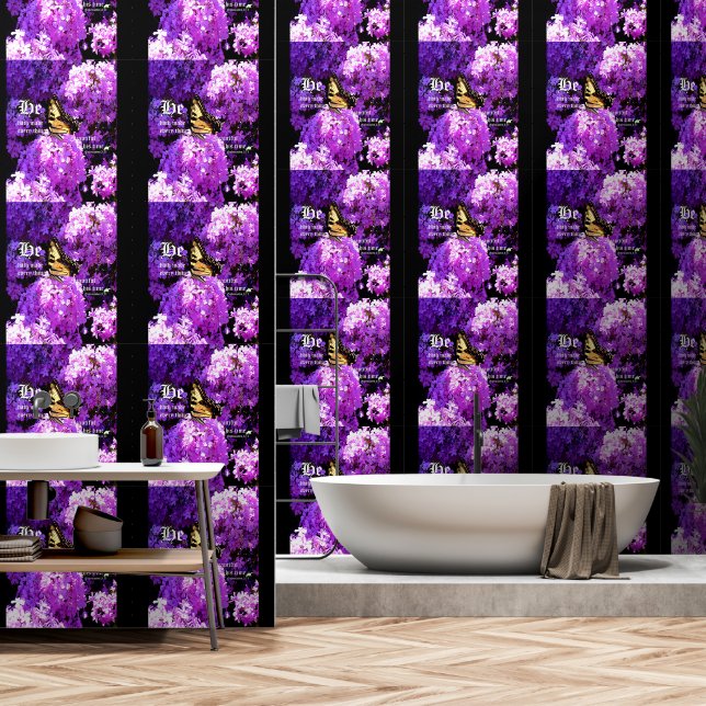 Vlinder en Phlox, Prediker 3:11 Behang (Badkamer)