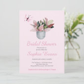 Vlinder en Plant Roze Vrijgezellenfeest Kaart (Staand voorkant)