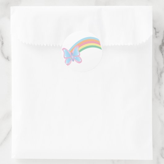 Vlinder en Regenboog Sticker (Tas)