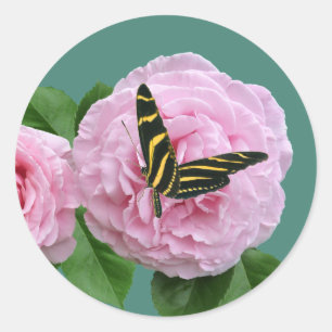 VLINDER EN ROOS STICKER