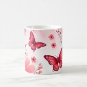 Vlinder en roze bloem koffiemok (Center)