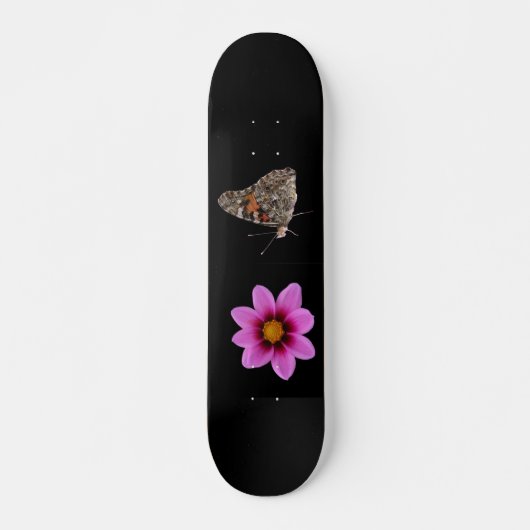 Vlinder en roze bloemkool persoonlijk skateboard (Voorkant)
