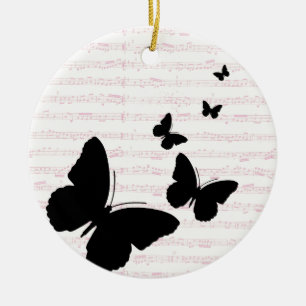 Vlinder en Roze Noten Keramisch Ornament
