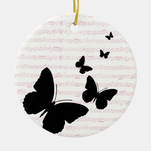 Vlinder en Roze Noten Keramisch Ornament (Voorkant)