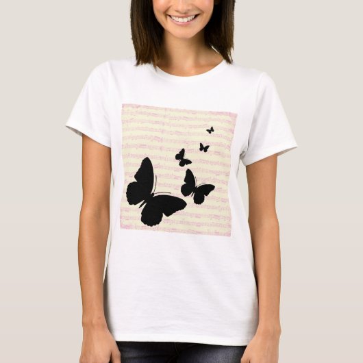 Vlinder en Roze Noten T-shirt (Voorkant)