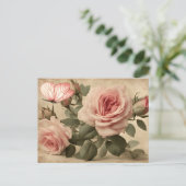 Vlinder en Roze Rozen Decoupage Briefkaart (Staand voorkant)