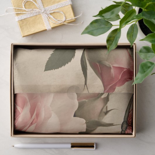  Vlinder en Roze Rozen Decoupage Tissuepapier (Geschenk)