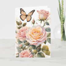 Vlinder en Roze Rozen Verjaardag
