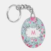 Vlinder en Rozen Custom Monogram Gift Sleutelhanger (Voorkant Links)