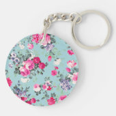 Vlinder en Rozen Custom Monogram Gift Sleutelhanger (Achterkant)