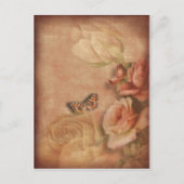  vlinder en Rozen shabby chic Briefkaart (Voorkant)
