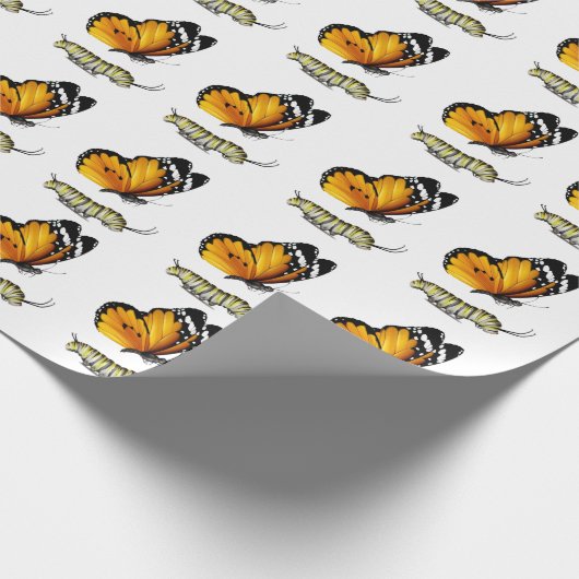 Vlinder en rups cadeaupapier (Hoek)