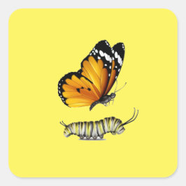 Vlinder en rups vierkante sticker