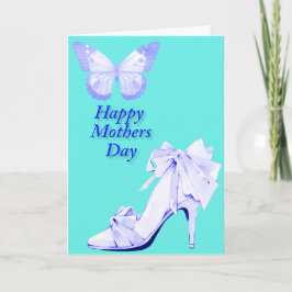 Vlinder en schoen in blauw en turquoise kaart